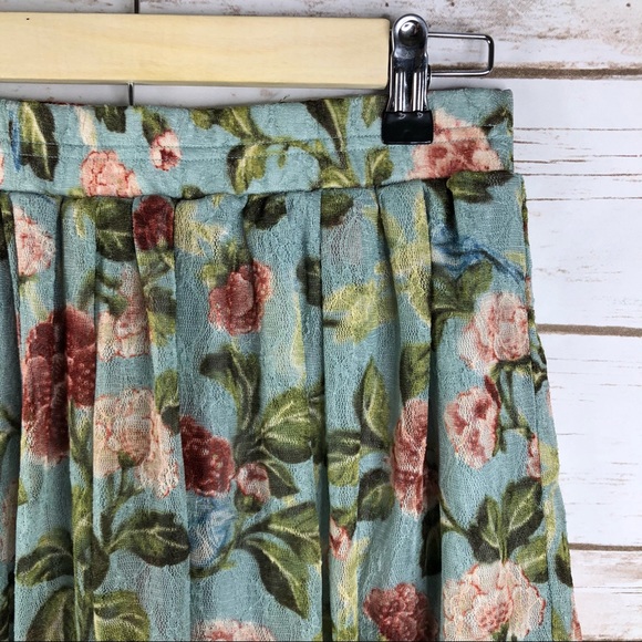 Denim & Supply aqua floral lace stretch mini skirt - Picture 3 of 7